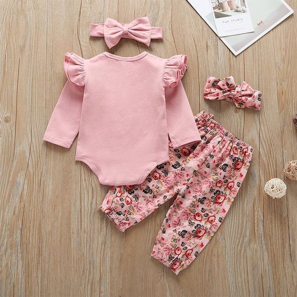 

clothing sets fashion born baby flowers clothes toddler girls cute floral costumes long sleeve suits with headband outfits, White