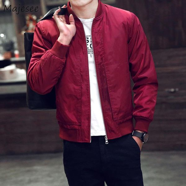 

jackets men 2021 large size zipper solid simple all-match pockets thin stand collar large size jacket mens trendy slim coats, Black;brown
