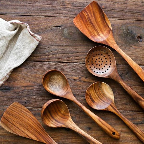 

spoons wooden spatula scoop colander cooking utensil set kitchen supplies tools non-stick hand wok shovel