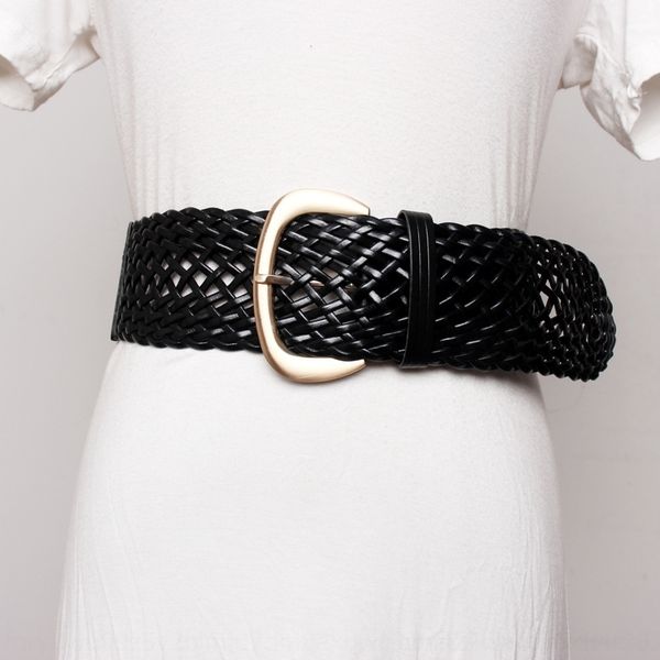 

n0h2p c96 fashion coat dress belt for women's simple and versatile leather wide woven version dress coat decoration korean with belt rh, Black;brown