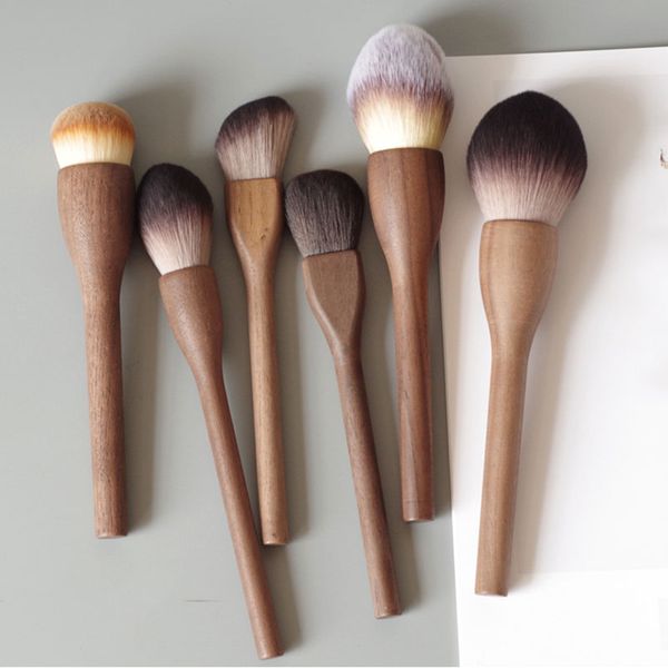 

1pcs european vintage wood handle makeup brush set loose powder blush foundation brush super soft theatre makeup