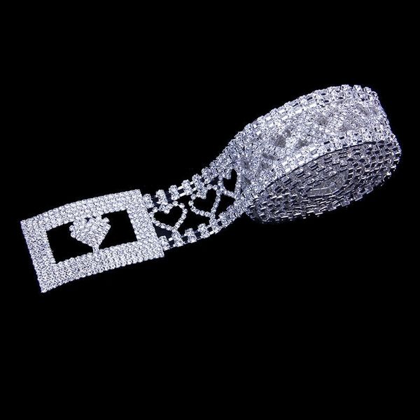 

stonefans no buckle charming rhinestone belt for prom dress heart shaped party club waistband for festival night club t200508, Silver
