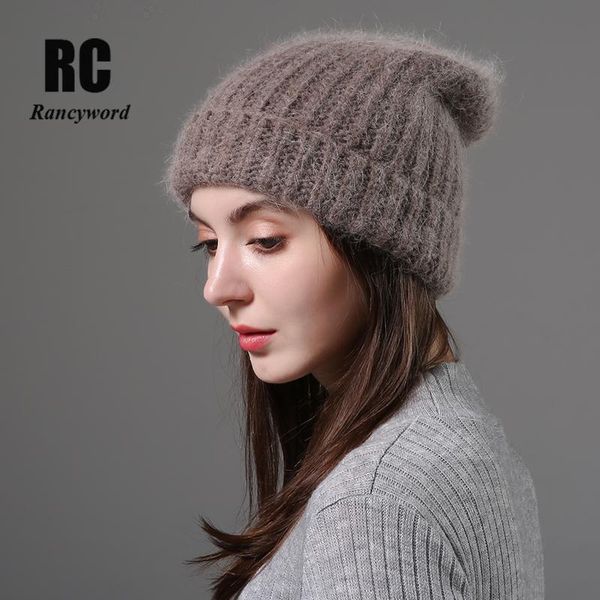 

beanie/skull caps [rancyword] winter hats for women wool knitted angora hat beanies female warm fur skullies beanie girl 2021 rc2081, Blue;gray