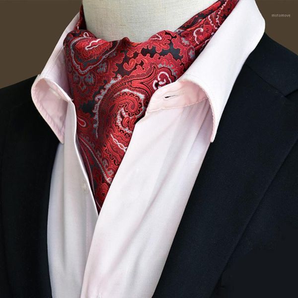 

bow ties men retro paisley floral jacquard woven cravat tie ascot formal accessories1, Black;gray