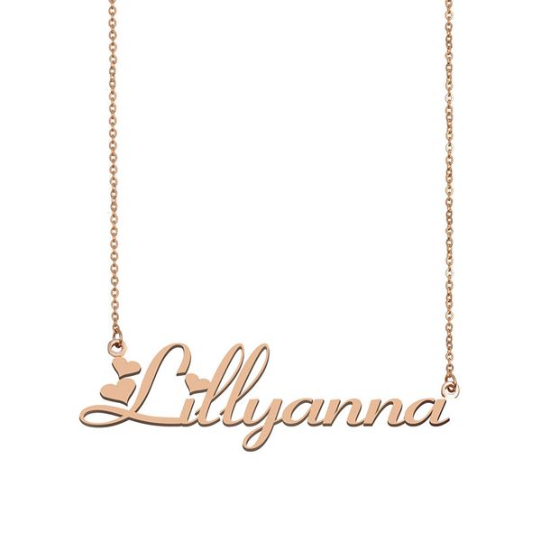 

lillyanna name necklaces pendant custom personalized for women girls children friends mothers gifts 18k gold plated stainless steel, Silver