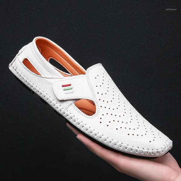

genuine leather sandals men leather shoes men's sandals male comfortable summer shoes men outdoor beach casual shoe big size 471, Black