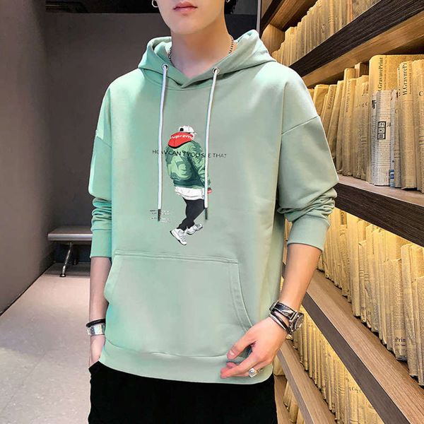 

pullover sweater casual autumn trend men's hooded oversized coat handsome with loose sportswear, Gray