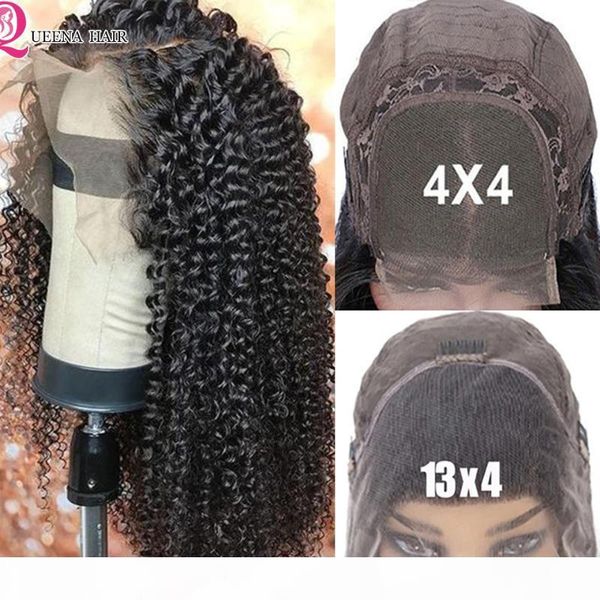 

mongolian kinky curly wigs women 's 13x4 lace front wig preplucked natural hair 4x4 lace closure wig human hair front wigs, Black;brown