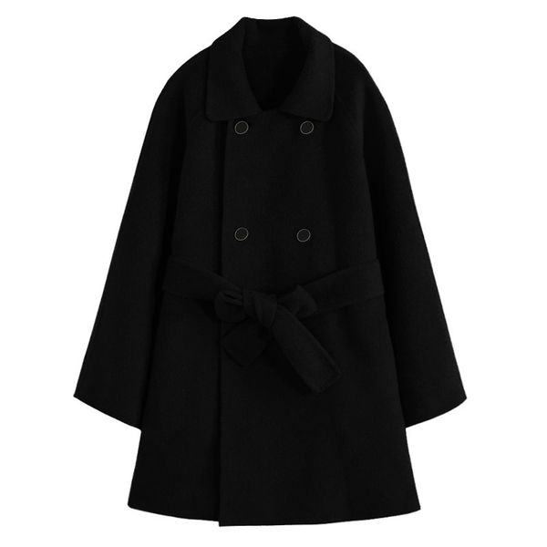 

2021 new autumn elegant 95% wool women woolen for short ladies two button coat feminino scn8, Black