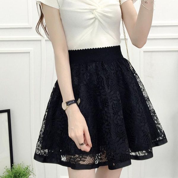 

2021 new spring summer women black mini skirt korean elastic high waist skirt shorts sweet mesh tulle umbrella falda tul1