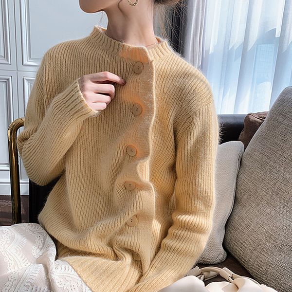 

new lazy style out knitted in autumn and winter: women's net red long sleeve with underlay student design sense t-shirt