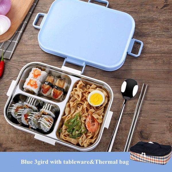 

baispo 304 stainless steel thermal lunch box portable bento box leakproof food container lunch box with tableware and bag bbykmt