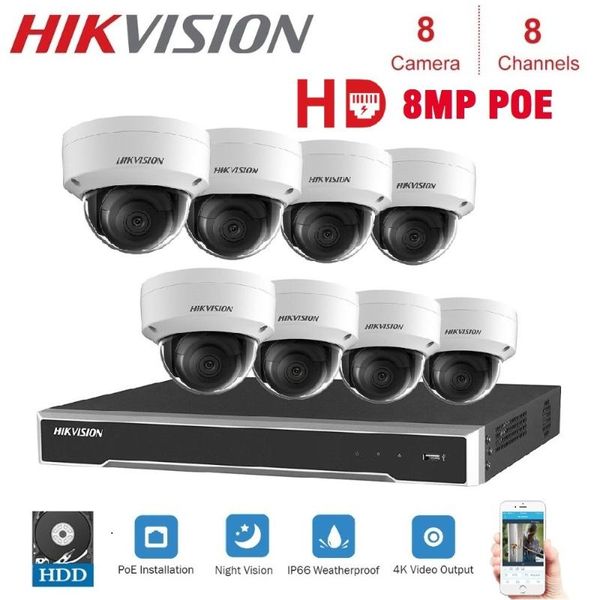 

8ch hikvision poe nvr video surveillance kits with 8mp ip camera network security night vision cctv security system kits