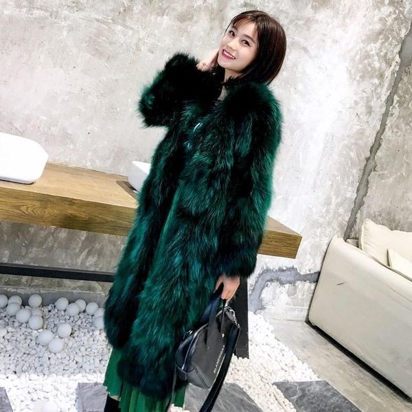 

luxury women real fur long coat thick warm shearling overcoat party hairy natural fur outwear long jacket1, Black