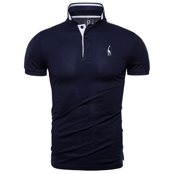 

2020 new polo short shirt men giraffe embroidery men clothing design brand summer cotton high sleeve quality polo tees divqo