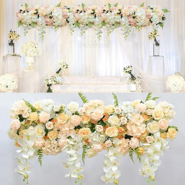 

silk material floral backdrop main door design flowers garden wedding arch1