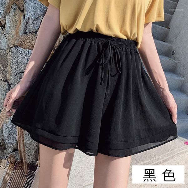

2020 new chiffon shorts plus size hakama fat outer wear shorts1, White;black