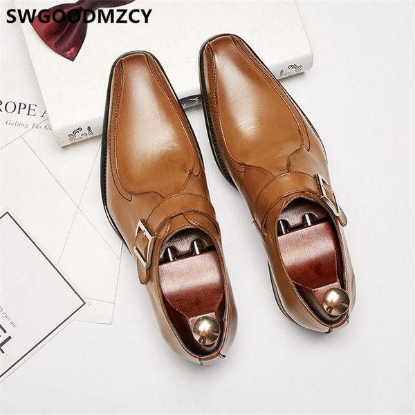 

monk strap shoes leather shoes men business men oxford leather zapatos de hombre de vestir formal sapato social masculino, Black