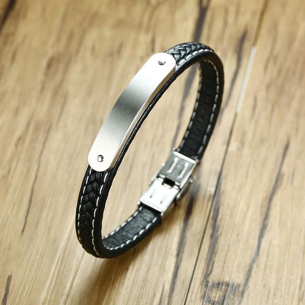 

charm bracelets custom mafinish stainless steel curved bar leather, Golden;silver