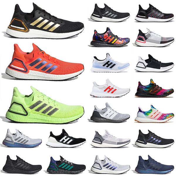 

running shoes ultraboost 20 black gold volt green mens womens white blue iss us national lab solar red trainers sport sneakers, White;red