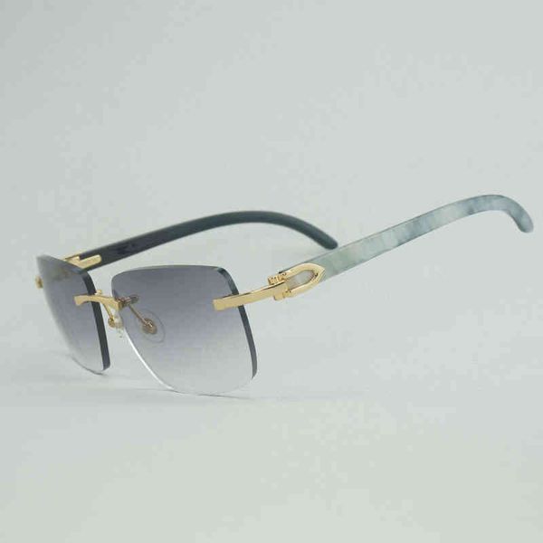 

2022 factory wholesale new natural buffalo horn sunglasses men wood rimless gafas for driving club clear glasses frame culos shades 012b, White;black