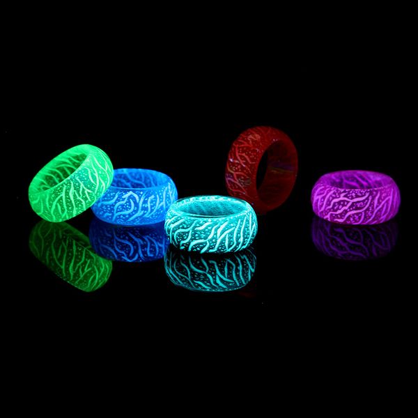 

cool luminous crackle resin ring all-match cool luminous pattern secret wooden ring trendy glowing ring wholesale, Golden;silver