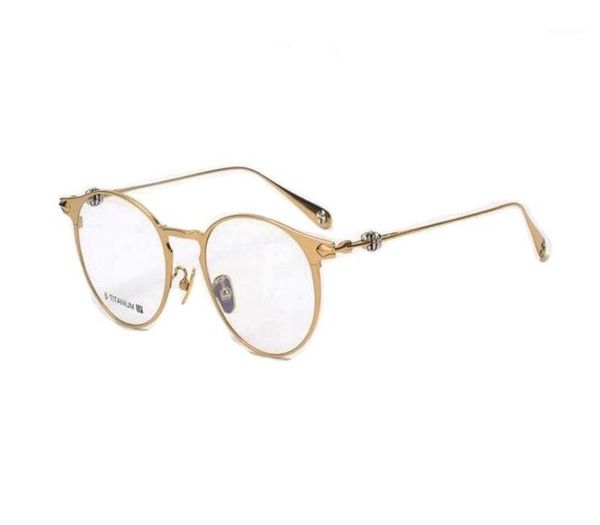

fashion sunglasses frames mongoten round frame retro full rim b-titanium myopia eyeglasses goggle clear lens gold silver optical eyew, Black