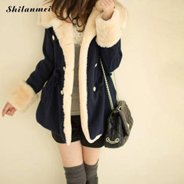

fashion 2018 women autumn winter warm fleece coat female robe outerwear manteau femme long sleeve outwear casaco feminino blue1, Black