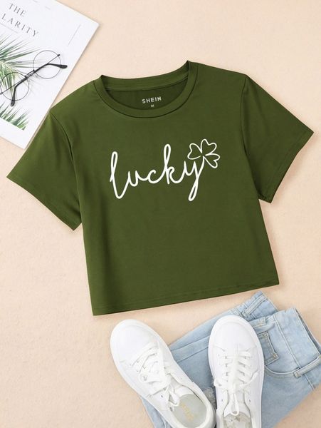 

clover & letter graphic tee e8iz#, White