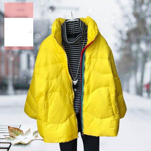 

ewq] 2019 new winter fashion white duck feather thick long sleeve trend women down jacket winter casual yellow coats qk944011, Black