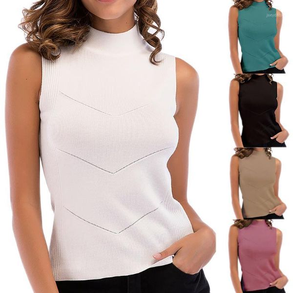 

solid color basic knitted tank women sleeveless camis streetwear soft hlater black white ribbed tanks tee 5 colors1