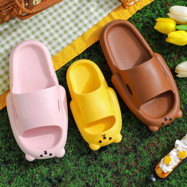 

children's summer boys' soft bottom antiskid parent-child girls' cartoon baby cool slippers home children's bath, Black