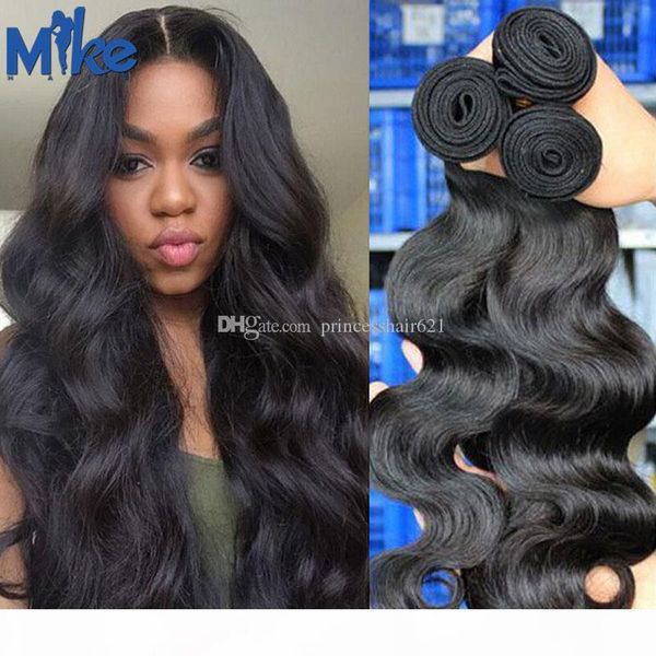 

malaysian indian peruvian brazilian virgin hair human hair weaves 3 bundles body wave brazilian weaves mikehair products, Black