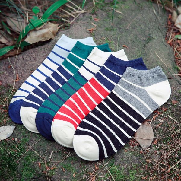 

200 needle cotton men's boat and striped colorful boat socks casual short socks for men vtnds, Black