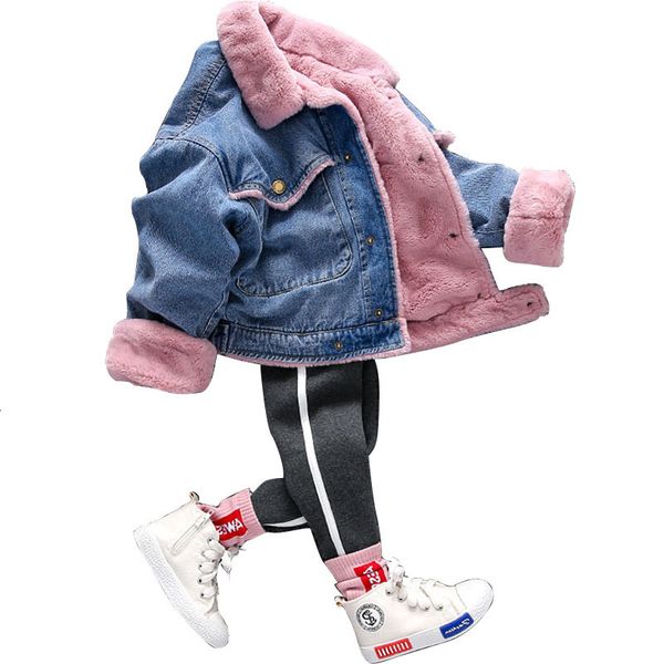 

oem factory baby winter clothes children denim jacket rex rabbit fur coat