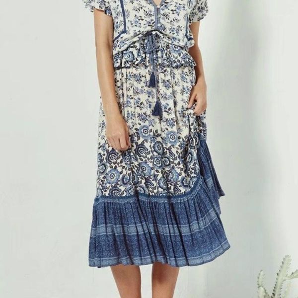 

summer women mesh hippie beach bohemian floral printed high elastic waist midi skirt long a-line skirts femme boho skirts1, Black