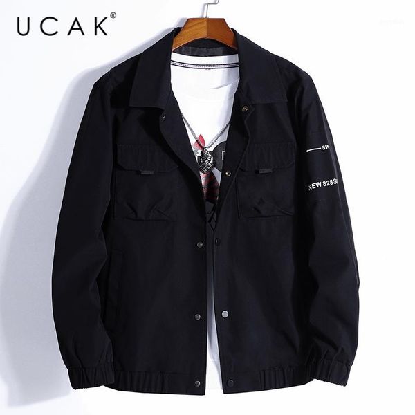 

ucak brand jackets men clothing 2020 autumn tooling design streetwear men jacket clothes casual single breasted coats u81031, Black;brown