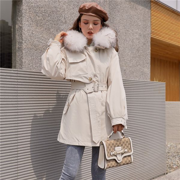 

women's winter down jacket woman parkas real raccoon fur collar female coats and jackets womens clothes abrigo mujer wpy1072, Black