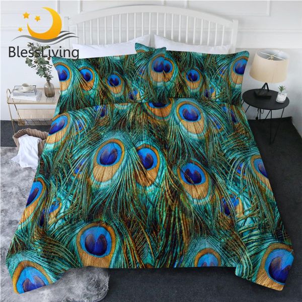 

blessliving peacock feather cool blanket bird bedspread aqua blue turquoise air-conditioning duvet fantasy sparkly summer quilt