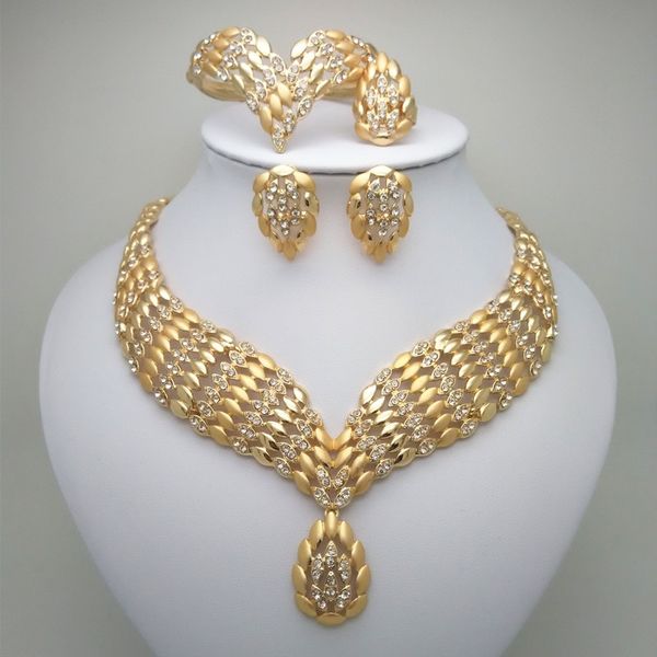 

kingdom ma fashion african dubai gold jewelry women african beads set nigerian bridal jewelry sets wedding accessories 201222, Slivery;crystal