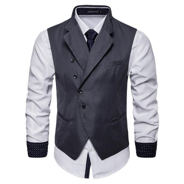 

2021 autumn leaning men slim fit business british style waist nightclub occasional club jacket vintage male suit vest dj ihle, Black;white