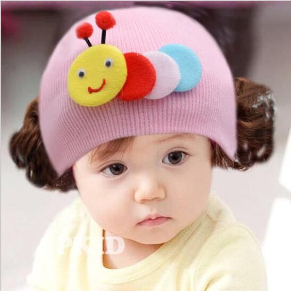 

1 piece winter new hat fashion cute wig flower hair children baby kids cap floral warm knitted h jllcpp, Yellow