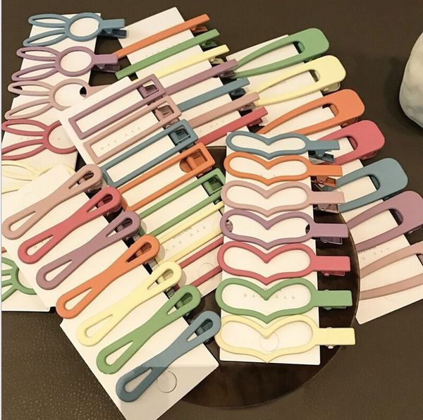 

7pcs/pack simple candy color geometric hairpins women barrette hairgrips girls hair clips headdress barrettes bobby pin hair, Slivery;white