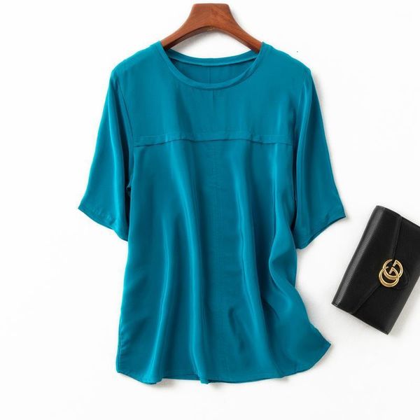 

2020 spring new arrive 100% silk office lady blouse half long sleeved, White