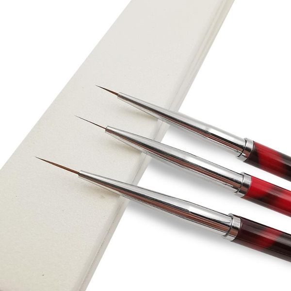 

nail brushes polish brush 3 pieces/set of uv gel for painting stripe flower 2 side manicure tool, Yellow
