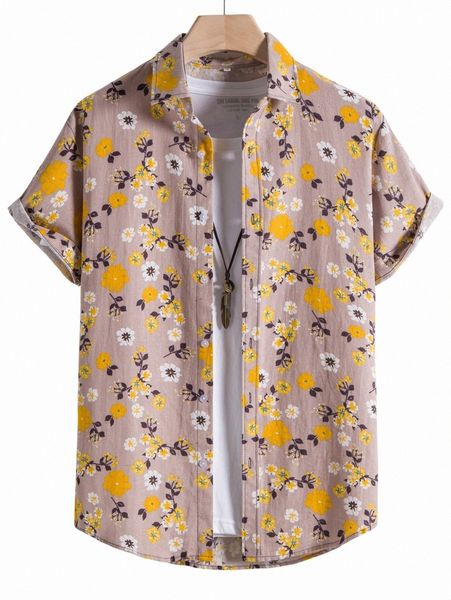 

men random floral print shirt without tee m2ca#, White;black