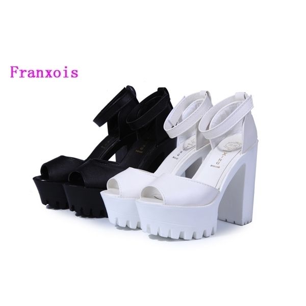 

women pumps fashion 2019 new summer wedges platform sandals women black and white open toe high heels female shoes ing