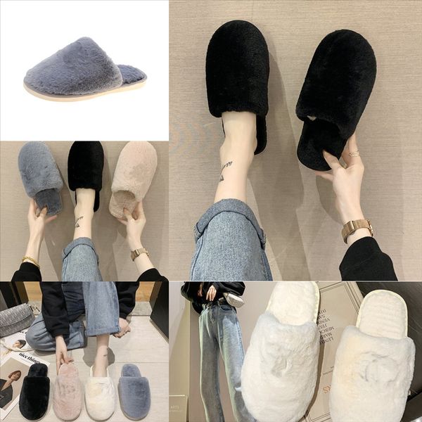 

n8knt comfortable pure color winter slippers men women warm soft non-slip on house couples plush shoes ladies comfortale sonic plush, Black