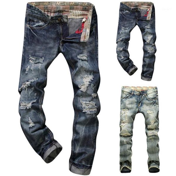 

men's jeans men hole ripped stretch destroyed hip hop jean homme masculino fashion design slim for male pant 3.221, Blue