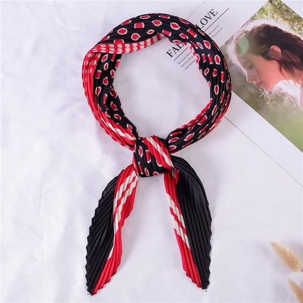 

square crinkle scarf women small neck scarfs dot print pleated female hair tie foulard scarves lady shawl jlllkn home003, Blue;gray